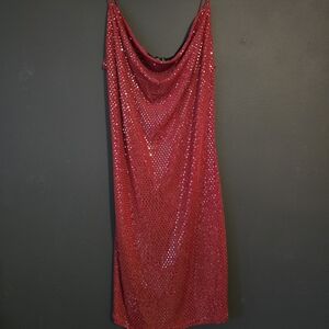 Red sequin mini dress